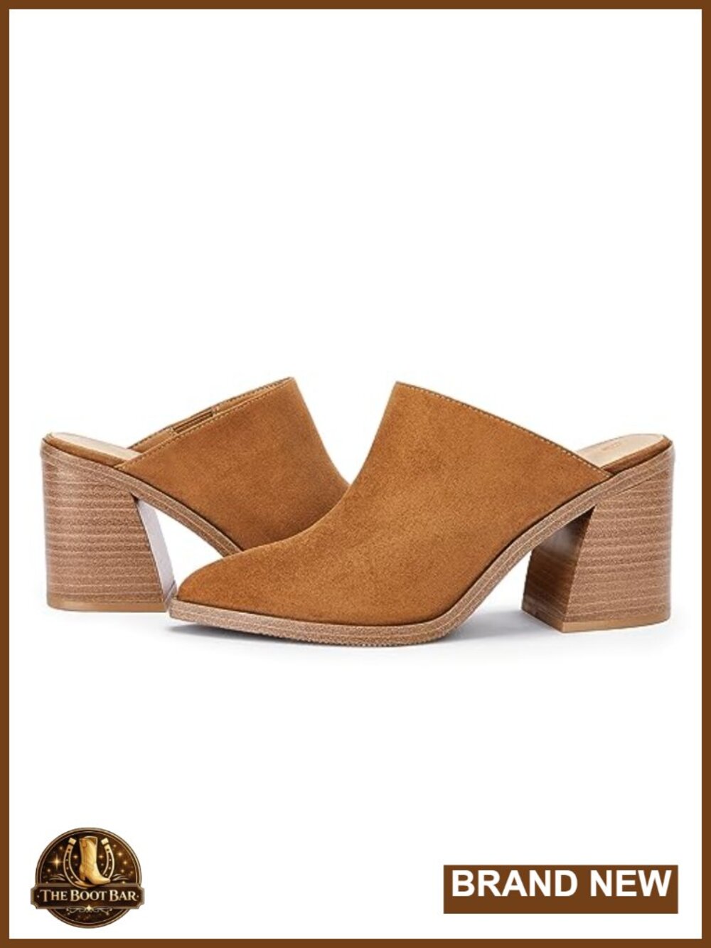 Pointed Toe Mules Pumps Chunky Block Heel Slip-on Backless Clogs Women Shoes